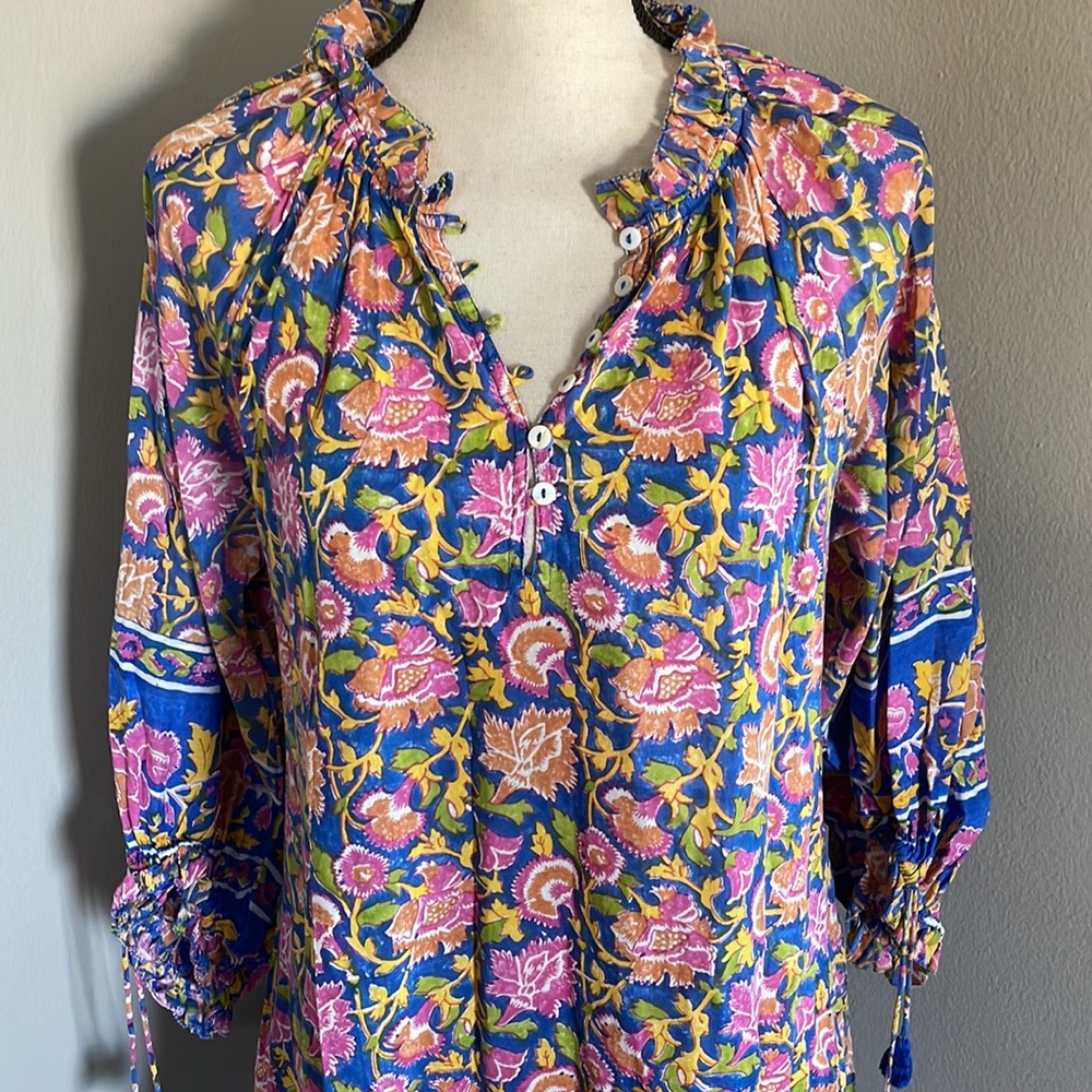 CLEOBELLA dress 
Cleobella
Marci Puff-Sleeve Floral Mini Dress kaftan - Picture 3 of 11